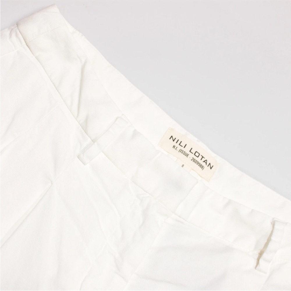 Nili Lotan NWT Dillon Pleated Casual Pants Solid White Cotton Blend
